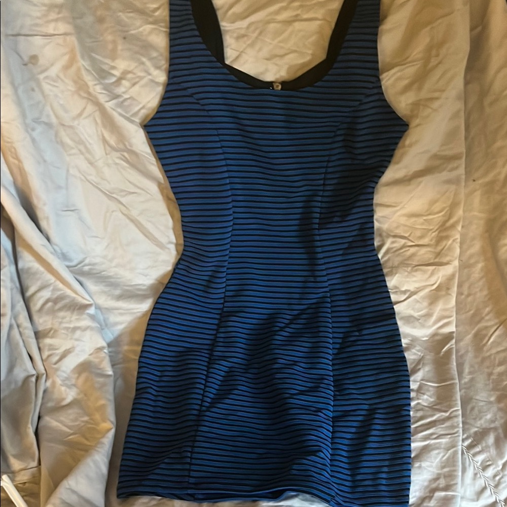 Blue and Black Striped Dress